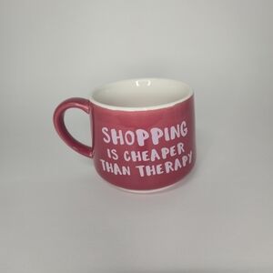 Whimsical Cupboard “Shopping Is Cheaper Than Therapy” Hidden Purse Mug